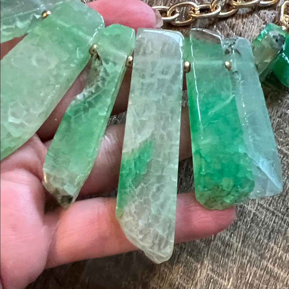 The Studio Barse Elegant Natural Bib of Raw Green Agate Necklace